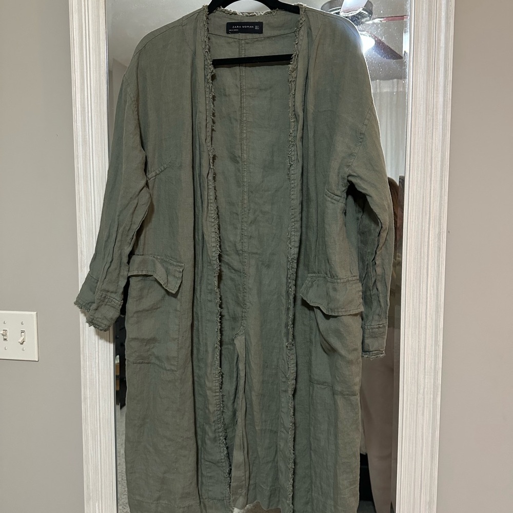 Zara Olive Linen Jacket